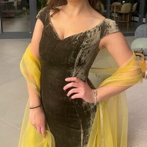 Olive Green velvet dress